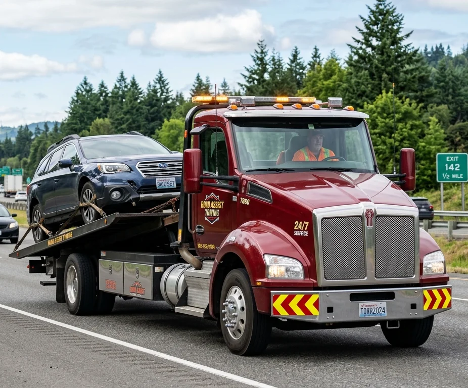 Tow truck used to illustrate available towing services